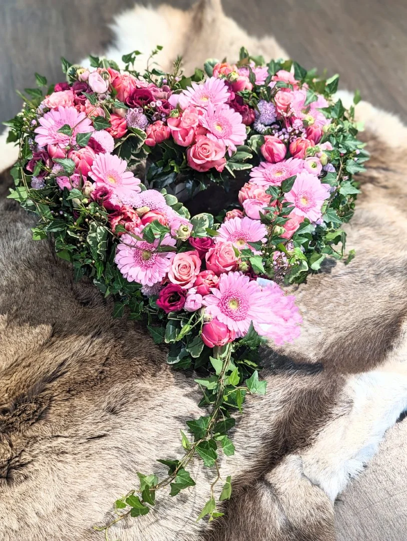 Rosa blomsterhjärta